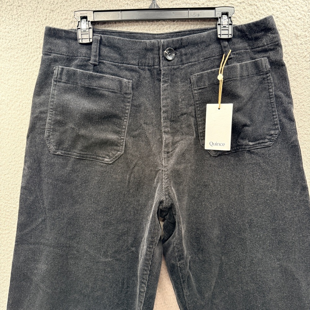 Quince Organic Stretch Corduroy Cropped Wide Leg Pants In Black Size 14 NWT - Picture 8 of 15